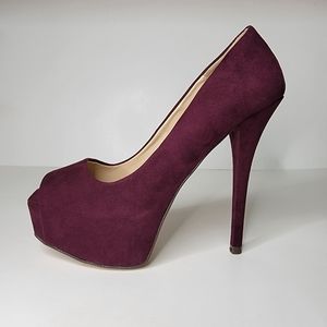 ZARA Plum Peep tie platform Stiletto pump heels Size 37